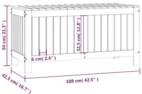 Caixa de arrumação jardim 108x42,5x54 pinho maciço castanho-mel