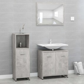 vidaXL 3 pcs conj. móveis casa de banho contraplacado cinzento cimento