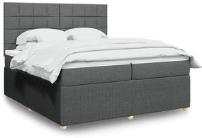 Cama com molas/colchão 200x200 cm tecido cinzento-escuro
