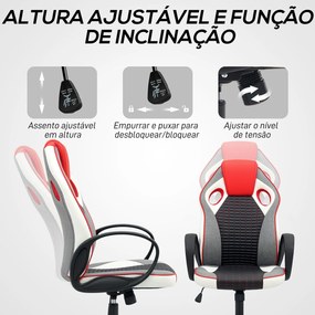 Cadeira Gaming com Altura Ajustável Cadeira Gamer em PU e Malha Transp