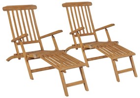 Cadeiras de jardim c/ apoios de pés 2 pcs teca maciça