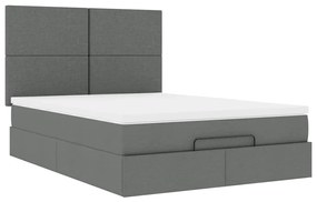 Estrutura de cama otomana com colchão 140x190cm cinzento escuro