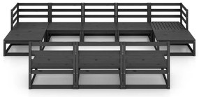 10 pcs conjunto lounge de jardim pinho maciço