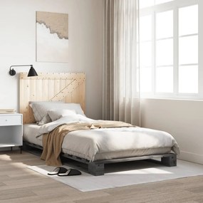 vidaXL Estrutura de cama com cabeceira 100x200cm pinho maciço cinza