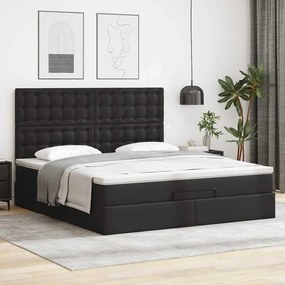 Estrutura de cama otomana com colchão 180x200 cm preta