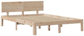 Estrutura de cama com cabeceira 160x200 cm pinho maciço