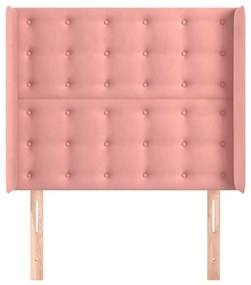 Cabeceira de cama c/ abas veludo 93x16x118/128 cm rosa