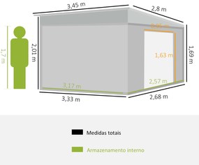 Casetta del Giardiniere – Abrigo de Jardim em Aço Galvanizado Cinza 8,