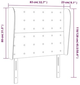 Cabeceira de cama c/ abas veludo 83x23x118/128cm cinzento-claro