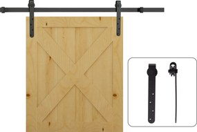 HOMCOM Kit para porta deslizante sistema embutido para portas espessura 20-25 mm largura máx. 0,9 m carga máx. 20 kg aço preto | Aosom Portugal