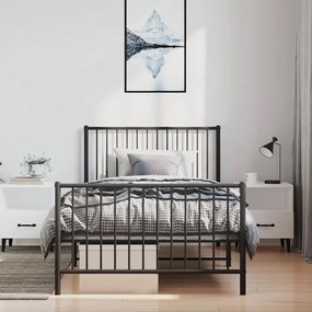 Estrutura de cama com cabeceira e pés 100x190 cm metal preto