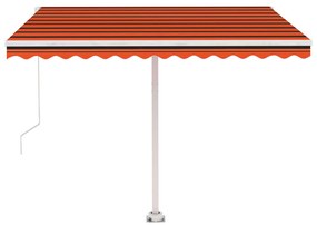 Toldo retrátil manual com LED 300x250 cm laranja e castanho