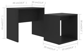 Conjunto mesas de centro 48x30x45 cm contraplacado preto