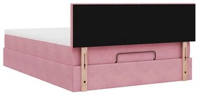 Estrutura de cama otomana com colchão 140x190 cm veludo rosa
