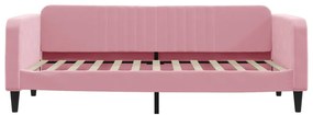 Sofá-cama com gavetão e gavetas 90x200 cm veludo rosa