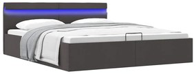 Cama hidráulica c/ arrumação LED 180x200cm tecido cinza-escuro