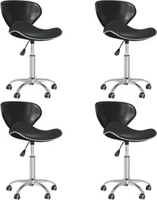 vidaXL Cadeiras de jantar giratórias 4 pcs couro artificial preto