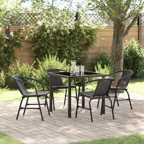 vidaXL Conjunto de Jantar de Jardim 5 Peças Preto Poli Rattan