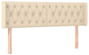 Cabeceira de cama c/ luzes LED tecido 147x16x78/88 cm cor creme