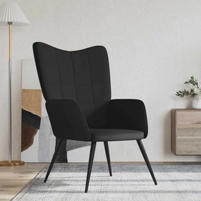 vidaXL Cadeira de descanso PVC e veludo preto