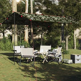 vidaXL Lona de campismo 366x306 cm impermeável camuflagem