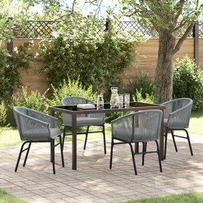 vidaXL Conjunto de Jantar de Jardim com 5 Peças em Vime Sintético Cinza