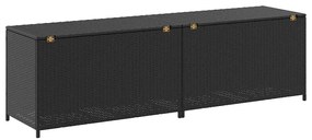 Caixa de arrumação para jardim 200x50x60 cm vime PE preto