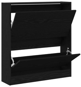 Armário de Sapatos vidaXL com Gaveta Flip Carvalho Preto 80x21x87,5 cm
