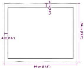 Tampo de mesa com bordas vivas maciço tratado castanho-escuro