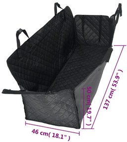 Cobertura de assento de carro para cão 137x46x50 cm preto