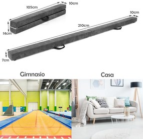 Trave de equilíbrio portátil para treino de ginástica dobrável 210 x 10 x 7 cm Cinzento