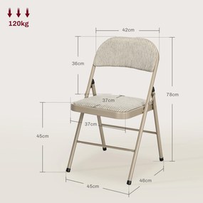 Conjunto de 6 cadeiras dobráveis (MESA NÃO INCLUIDA), cadeiras de jantar portáteis com estrutura em aço, dim. 45 x 46 x 78 cm, bege