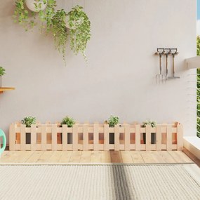 vidaXL Canteiro elevado c/ design de cerca 200x30x30 cm pinho maciço