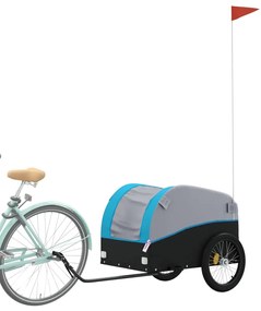 Reboque para bicicleta 45 kg ferro preto e azul