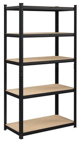 Estante SONGMICS de 5 níveis, estante de aço para armazenamento, montagem sem ferramentas, para garagem, galpão, capacidade de carga 875 kg, 40 x 90 x 180 cm, preta GLR040B01