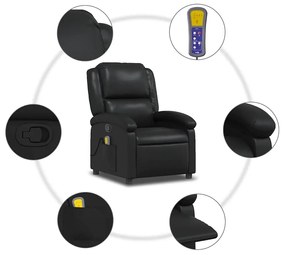 Poltrona de massagens reclinável couro artificial preto