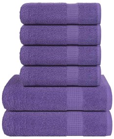 vidaXL 6pcs Conjunto toalhas banho 360 gsm 100% algodão roxo