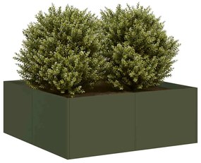 Vaso/floreira 80x80x30 cm aço verde azeitona