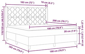 Cama com Estrado e Colchão Marrom Escuro 180x200 cm em Tecido