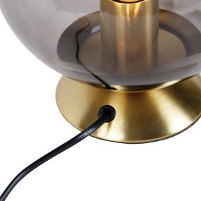 Candeeiro de mesa Art Déco em latão com vidro fumê - Pallon Art Deco