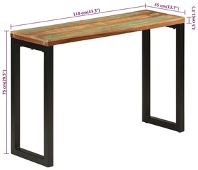 Mesa consola 110x35x75 cm madeira recuperada maciça