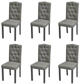 Cadeiras de jantar 6 pcs tecido cinzento