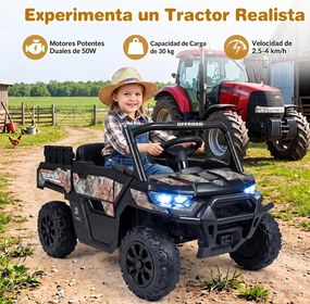 Carrinho Elétrico Infantil 12V para crianaças 2 a 5 anos, 99 x 54 x 52 cm, Caixa Traseira, Preto