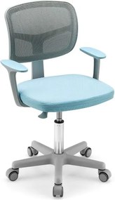 Conjunto 2 em 1 de secretária e cadeira para crianças Secretária ajustável em altura e ângulo com cadeira ergonómica giratória Azul