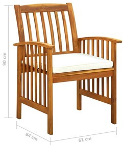 9 pcs conjunto de jantar p/ jardim c/ almofadões acácia maciça