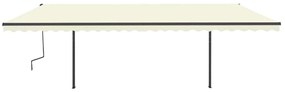 Toldo retrátil manual com postes 6x3 m cor creme