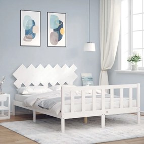 Estrutura de cama King Size com cabeceira madeira maciça branco
