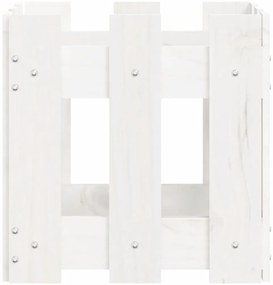 Vaso de Jardim c/ Design Cerca - 30x30x30 cm - Pinho Maciço - Branco