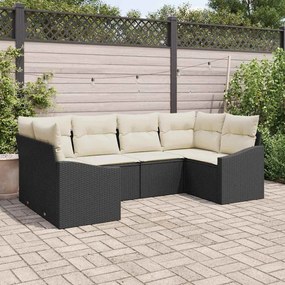 vidaXL Conjunto de Sofá de Jardim 6 pcs Preto e Creme vime PE