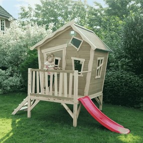 Casa de brincar exterior para crianças Crooky 300 em madeira - cinza-bege